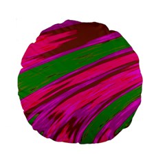 Swish Bright Pink Green Design Standard 15  Premium Round Cushions by BrightVibesDesign