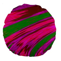 Swish Bright Pink Green Design Large 18  Premium Round Cushions