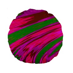 Swish Bright Pink Green Design Standard 15  Premium Flano Round Cushions