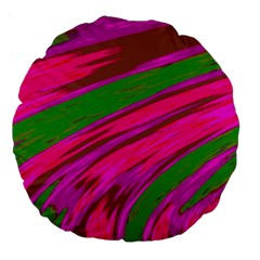 Swish Bright Pink Green Design Large 18  Premium Flano Round Cushions by BrightVibesDesign