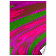 Swish Bright Pink Green Design Canvas 12  X 18   by BrightVibesDesign