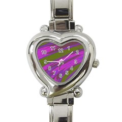 Swish Purple Green Heart Italian Charm Watch by BrightVibesDesign