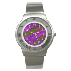 Swish Purple Green Stainless Steel Watch by BrightVibesDesign