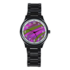 Swish Purple Green Stainless Steel Round Watch by BrightVibesDesign