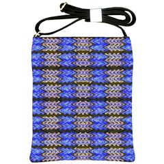 Pattern Tile Blue White Green Shoulder Sling Bags by BrightVibesDesign