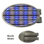 Pattern Tile Blue White Green Money Clips (Oval)  Front