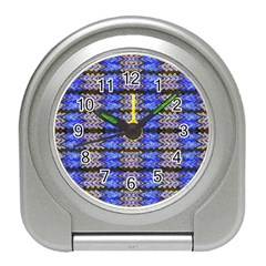 Pattern Tile Blue White Green Travel Alarm Clocks by BrightVibesDesign