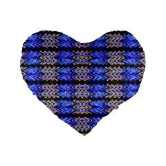 Pattern Tile Blue White Green Standard 16  Premium Heart Shape Cushions by BrightVibesDesign