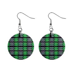 Pattern Tile Green Purple Mini Button Earrings by BrightVibesDesign