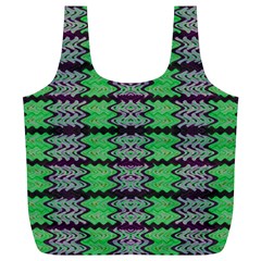 Pattern Tile Green Purple Full Print Recycle Bags (l)  by BrightVibesDesign