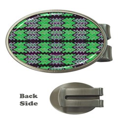 Pattern Tile Green Purple Money Clips (oval)  by BrightVibesDesign