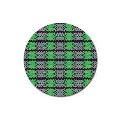 Pattern Tile Green Purple Magnet 3  (round) by BrightVibesDesign