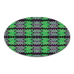 Pattern Tile Green Purple Oval Magnet by BrightVibesDesign