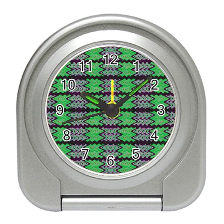 Pattern Tile Green Purple Travel Alarm Clocks