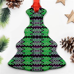 Pattern Tile Green Purple Ornament (christmas Tree) by BrightVibesDesign