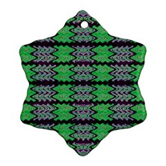 Pattern Tile Green Purple Snowflake Ornament (2-side) by BrightVibesDesign