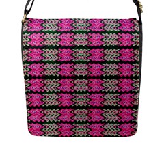 Pattern Tile Pink Green White Flap Messenger Bag (l)  by BrightVibesDesign