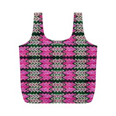 Pattern Tile Pink Green White Full Print Recycle Bags (m)  by BrightVibesDesign