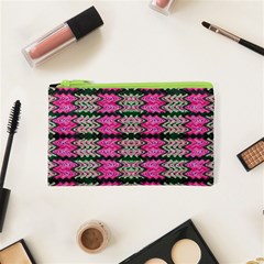 Pattern Tile Pink Green White Cosmetic Bag (xs) by BrightVibesDesign