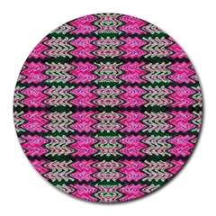 Pattern Tile Pink Green White Round Mousepads by BrightVibesDesign