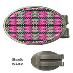 Pattern Tile Pink Green White Money Clips (oval)  by BrightVibesDesign