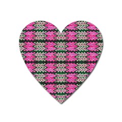 Pattern Tile Pink Green White Heart Magnet by BrightVibesDesign