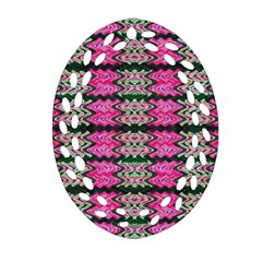 Pattern Tile Pink Green White Ornament (oval Filigree) 