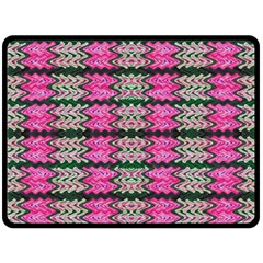 Pattern Tile Pink Green White Double Sided Fleece Blanket (large)  by BrightVibesDesign