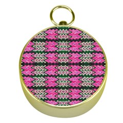 Pattern Tile Pink Green White Gold Compasses by BrightVibesDesign