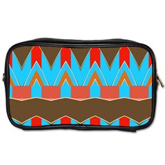 Blue Brown Chevrons                                                                       Toiletries Bag (two Sides) by LalyLauraFLM