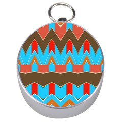 Blue Brown Chevrons                                                                       Silver Compass by LalyLauraFLM