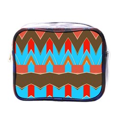 Blue Brown Chevrons                                                                       			mini Toiletries Bag (one Side) by LalyLauraFLM