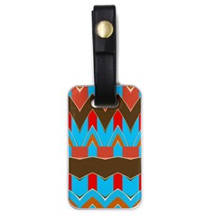 Blue Brown Chevrons                                                                       			luggage Tag (one Side) by LalyLauraFLM