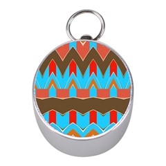 Blue Brown Chevrons                                                                       			silver Compass (mini) by LalyLauraFLM