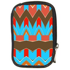 Blue Brown Chevrons                                                                       			compact Camera Leather Case by LalyLauraFLM