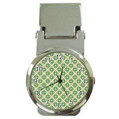 Crisscross Pastel Green Beige Money Clip Watches by BrightVibesDesign