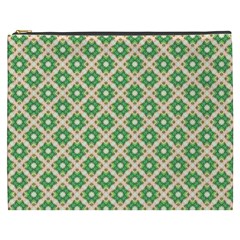 Crisscross Pastel Green Beige Cosmetic Bag (xxxl)  by BrightVibesDesign