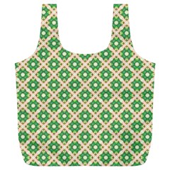 Crisscross Pastel Green Beige Full Print Recycle Bags (l)  by BrightVibesDesign