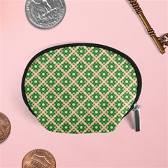 Crisscross Pastel Green Beige Accessory Pouches (Small) 