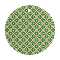 Crisscross Pastel Green Beige Ornament (round)  by BrightVibesDesign