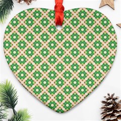 Crisscross Pastel Green Beige Ornament (Heart) 