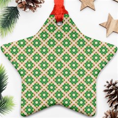 Crisscross Pastel Green Beige Ornament (Star) 