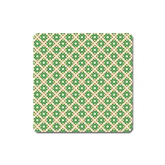 Crisscross Pastel Green Beige Square Magnet by BrightVibesDesign