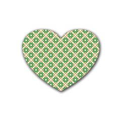 Crisscross Pastel Green Beige Heart Coaster (4 pack) 