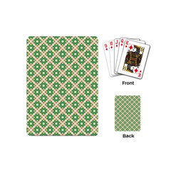 Crisscross Pastel Green Beige Playing Cards (mini)  by BrightVibesDesign