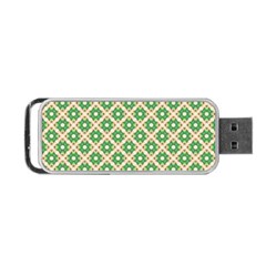 Crisscross Pastel Green Beige Portable Usb Flash (two Sides) by BrightVibesDesign