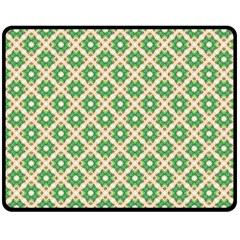 Crisscross Pastel Green Beige Double Sided Fleece Blanket (medium)  by BrightVibesDesign