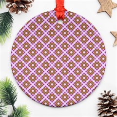 Crisscross Pastel Pink Yellow Ornament (round)  by BrightVibesDesign