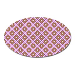 Crisscross Pastel Pink Yellow Oval Magnet by BrightVibesDesign