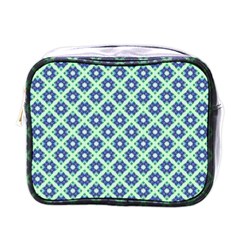 Crisscross Pastel Turquoise Blue Mini Toiletries Bags by BrightVibesDesign